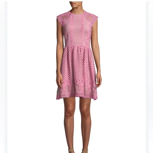 Shoshanna Dresses | Shoshanna Mori Pink And Nude Lace A-Line Mini Dress | Color: Cream/Pink | Size: 8 | Sbrivera's Closet